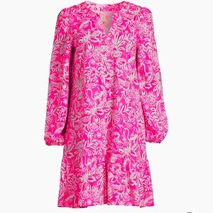 Lilly Pulitzer Alyssa A-Line Cotton Dress Pink Absolutely Flamazing